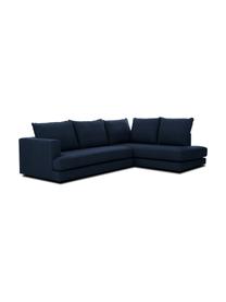 XL-Ecksofa Tribeca in Dunkelblau, Bezug: Polyester Der hochwertige, Gestell: Massives Kiefernholz, Füße: Massives Buchenholz, lack, Webstoff Dunkelblau, B 315 x T 228 cm, Eckteil rechts