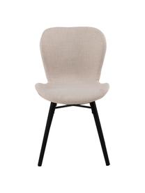 Sedia imbottita in tessuto beige Batilda 2 pz, Rivestimento: 100% poliestere, Gambe: legno di albero della gom, Tessuto beige, nero, Larg. 47 x Prof. 53 cm