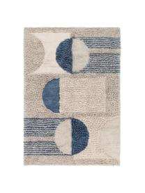 Tapis en laine lavable Woolable Sunray, Beige, couleur sable, brun, bleu foncé