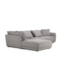 Sofa modułowa z pufem Jasmin (3-osobowa), Tapicerka: 85% poliester, 15% nylon , Nogi: tworzywo sztuczne, Szara tkanina, S 300 x W 84 cm