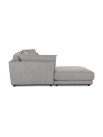 Modulares Sofa Jasmin (3-Sitzer) mit Hocker in Grau, Bezug: 85% Polyester, 15% Nylon , Gestell: Massives Fichtenholz FSC-, Webstoff Grau, B 300 x H 84 cm