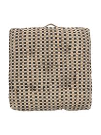 Vloerkussen Fiesta van katoen/jute, Zwart, beige, 60 x 60 cm