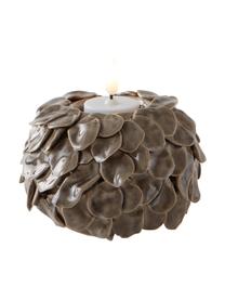 Ręcznie wykonany świecznik na tealighty z ceramiki Lush, Ceramika, Greige, Ø 13 x W 9 cm