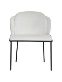 Sedia imbottita in velluto Polly, Rivestimento: velluto (100% poliestere), Gambe: metallo, Velluto bianco crema, nero, Larg. 57 x Prof. 55 cm