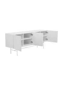 Modern dressoir Anders met 4 deuren in wit, Frame: gelakt MDF, Poten: gepoedercoat metaal, Wit, 200 x 79 cm