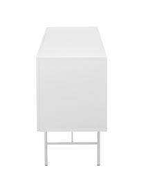 Credenza moderna con 4 ante Anders, Piedini: metallo verniciato a polv, Bianco, Larg. 200 x Alt. 79 cm