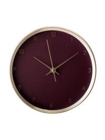 Reloj de pared Ola, Agujas: aluminio, pintado, Rojo burdeos, dorado, Ø 25 x P 5 cm