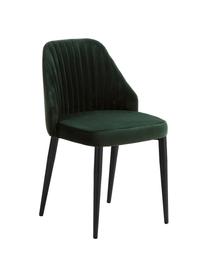 Fluweel gestoffeerde stoelen Lucie, 2 stuks, Bekleding: fluweel (polyester), Poten: metaal in walnoothoutlook, Groen, B 45 x D 57 cm