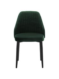 Fluweel gestoffeerde stoelen Lucie, 2 stuks, Bekleding: fluweel (polyester), Poten: metaal in walnoothoutlook, Groen, B 45 x D 57 cm