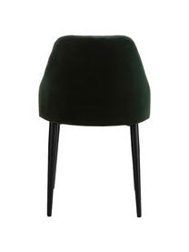 Fluweel gestoffeerde stoelen Lucie, 2 stuks, Bekleding: fluweel (polyester), Poten: metaal in walnoothoutlook, Groen, B 45 x D 57 cm