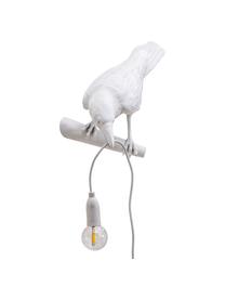 Aplique de diseño Bird, con enchufe, Lámpara: resina, Fijación: resina, Cable: plástico, Blanco, An 33 x Al 13 cm