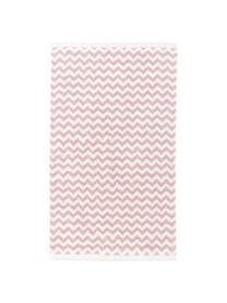 Serviette de toilette coton pur à imprimé zigzag Liv, 100 % coton, grammage intermédiaire 550 g/m², Rose, blanc crème, Serviettes invité, larg. 30 x long. 50 cm, 2 pièces