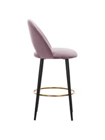 Krzesło barowe z aksamitu Rachel, Tapicerka: aksamit (wysokiej jakości, Nogi: metal malowany proszkowo, Aksamitny mauve, S 48 x W 110 cm