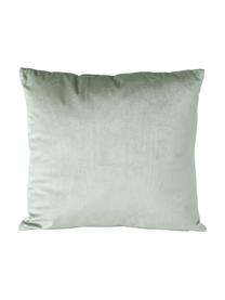 Fluwelen kussen Elise met gouden opdruk, Polyester, Saliegroen, goudkleurig, 45 x 45 cm