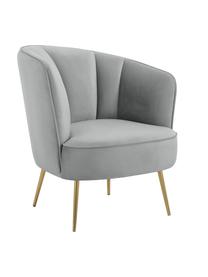 Fauteuil cocktail en velours gris clair Louise, Velours gris, larg. 76 x prof. 75 cm