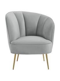 Fluwelen fauteuil Louise in lichtgrijs, Bekleding: fluweel (polyester), Poten: gecoat metaal, Fluweel grijs, B 76 x D 75 cm