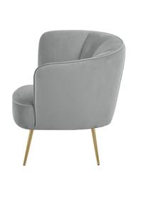 Fluwelen fauteuil Louise in lichtgrijs, Bekleding: fluweel (polyester), Poten: gecoat metaal, Fluweel grijs, B 76 x D 75 cm