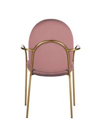Krzesło z aksamitu z podłokietnikami Mary, Tapicerka: aksamit (poliester) 15 00, Stelaż: metal powlekany, Brudny różowy, S 55 x G 64 cm