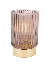 Photophore LED Ribbed, Verre, Beige, Ø 9 cm x haut. 13 cm