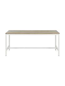 Mesa de comedor Raw, tablero de madera maciza, Tablero: madera de mango maciza, c, Estructura: metal con pintura en polv, Tablero: madera de mango Estructura: blanco mate, An 180 x F 90 cm