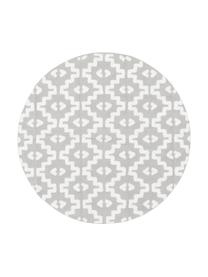 Tapis rond gris avec structure en relief tissé main Idris, 100 % coton, Gris, Ø 120 cm (taille S)