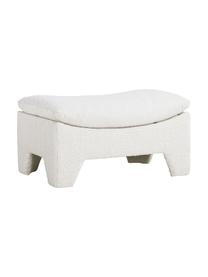 Reposapiés taburete en tejido bouclé Karl, Estructura: madera, Blanco crema, An 82 x Al 45 cm