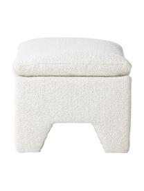 Bouclé poef Karl in crèmewit, Bekleding: 46% acryl, 54% polyester, Frame: hout, Gebroken wit, B 82 x H 45 cm