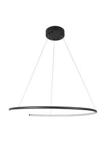 Grote LED hanglamp Breda in zwart, Lampenkap: aluminium, Diffuser: acryl, Baldakijn: aluminium, Zwart, Ø 70 x H 200 cm