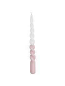 Velas cónicas Twister, 2 uds., Parafina, Blanco, rosa, Ø 2 x Al 25 cm