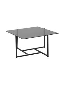 Metall-Couchtisch Hybrid mit Glasplatte, Tischplatte: Hartglas, Gestell: Metall, beschichtet, Grau, Schwarz, B 80 x T 80 cm