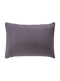 Fundas de almohada muselina de algodón Odile, 2 uds., Gris oscuro, 50 x 70 cm