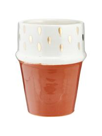 Tazza fatta a mano stile marocchino con dettagli dorati Beldi, Ceramica, Terracotta, crema, oro, Ø 8 x Alt. 11 cm