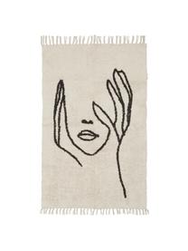 Vloerkleed Face met abstracte tekening, Beige, zwart, B 90 x L 150 cm (maat XS)