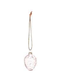 Decoratieve hangers Clear, 3 stuks, Glas, Roze, transparant, Ø 4 x H 6 cm