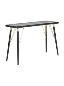 Consola de recibidor Jana, Estante: tablero de fibras de dens, Patas: metal, pintado, Negro, dorado, An 120 x F 40 cm