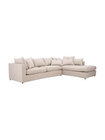 Grosses Ecksofa Zach in Beige, Bezug: Polypropylen Der hochwert, Webstoff Beige, B 300 x T 213 cm, Eckteil links