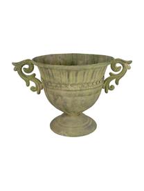 Grand pot de fleurs vintage Valina, Acier, enduit, Vert, beige, larg. 36 x haut. 22 cm