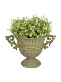 Grand pot de fleurs vintage Valina, Acier, enduit, Vert, beige, larg. 36 x haut. 22 cm