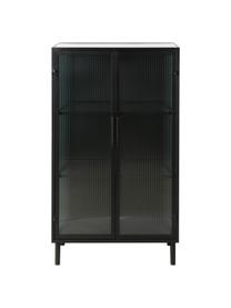 Credenza alta con vetro scanalato Markus, Struttura: metallo rivestito, Nero trasparente, Larg. 66 x Alt. 112 cm