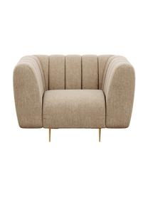 Sillón Shel, Tapizado: 100% poliéster Alta resis, Asiento: muelles ondulados, espuma, Estructura: madera dura, madera bland, Patas: metal recubierto, Tejido beige, patas latón, An 110 x F 95 cm