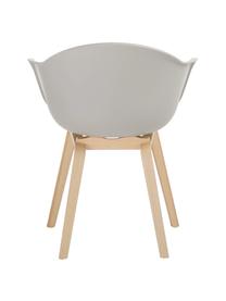 Kunststoffen armstoel Claire met houten poten, Zitvlak: kunststof, Poten: beukenhout, Greige, beukenhout, B 60 x H 54 cm