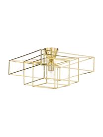 Deckenleuchte Cube in Gold, Baldachin: Messing, lackiert, Goldfarben, 46 x 27 cm