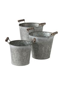 Petit cache-pot Silene, 3 élém., Zinc, Lot de différentes tailles