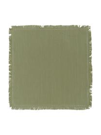 Tovagliolo in cotone Hilma con frange 2 pz, Cotone, Verde oliva, Larg. 45 x Lung. 45 cm