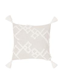 Kussenhoes Tikki met getufte decoratie, Katoen, Beige, wit, B 40 x L 40 cm