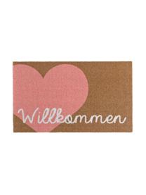 Paillasson Heart, Rose vif, brun, blanc