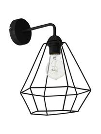 Wandleuchte Basket im Industrial-Style, Lampenschirm: Nickel, lackiert, Gestell: Nickel, lackiert, Schwarz, 25 x 38 cm