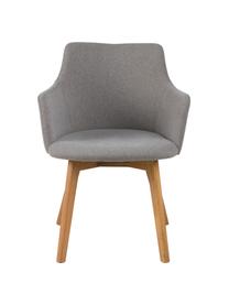 Silla con reposabrazos Granada, 2 uds., Tapizado: poliéster 25.000 ciclos e, Patas: madera de roble aceitada, Gris claro, An 62 x F 59 cm