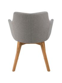 Silla con reposabrazos Granada, 2 uds., Tapizado: poliéster 25.000 ciclos e, Patas: madera de roble aceitada, Gris claro, An 62 x F 59 cm