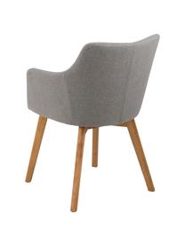 Silla con reposabrazos Granada, 2 uds., Tapizado: poliéster 25.000 ciclos e, Patas: madera de roble aceitada, Gris claro, An 62 x F 59 cm